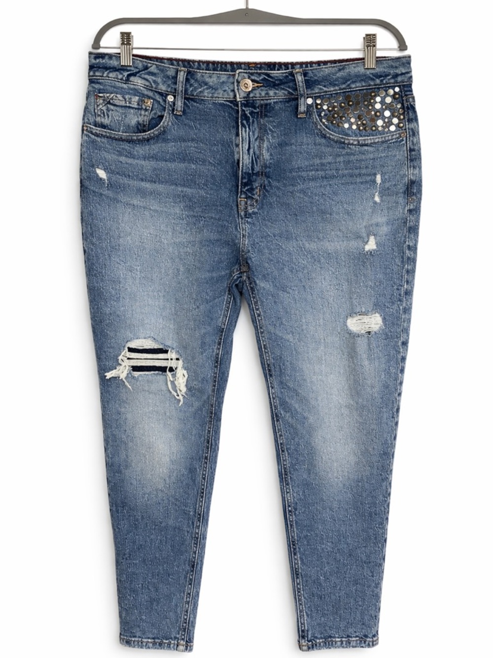 Edgely Studded Jeans Y2K High Rise 90s Tapered Denim Size 14 Short